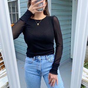 Free people sheer sleeved top